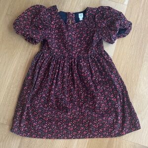 GAP red floral fine corduroy puff sleeve dress Size M